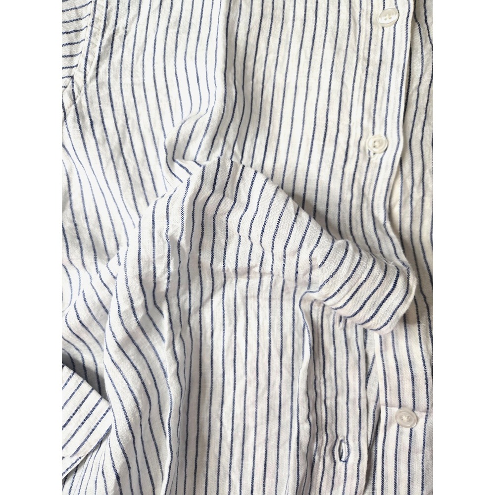 Muji Striped Shirt Women Linen Preppy Cottage Quiet Luxury Minimalist - Picture 8 of 16